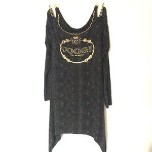 COOGI Retro Cold Shoulder Long Sleeve Dress Medium